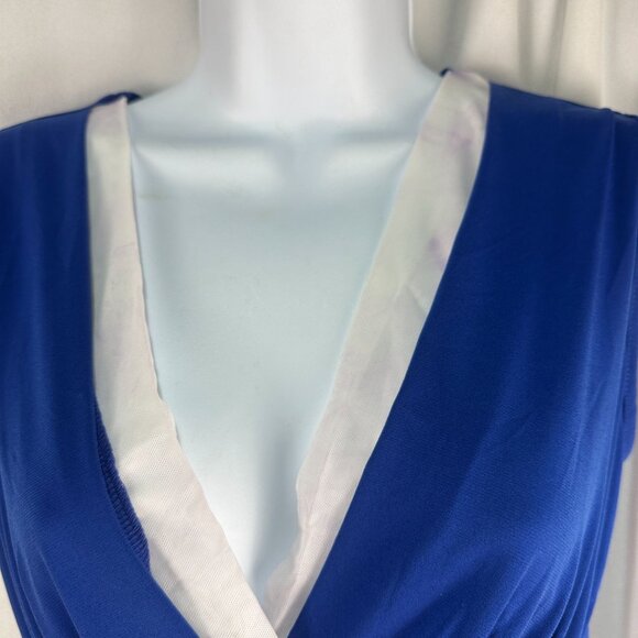 Maternal America Royal Blue Nursing Maxi Dress With Ivory Trim S - Picture 3 of 7